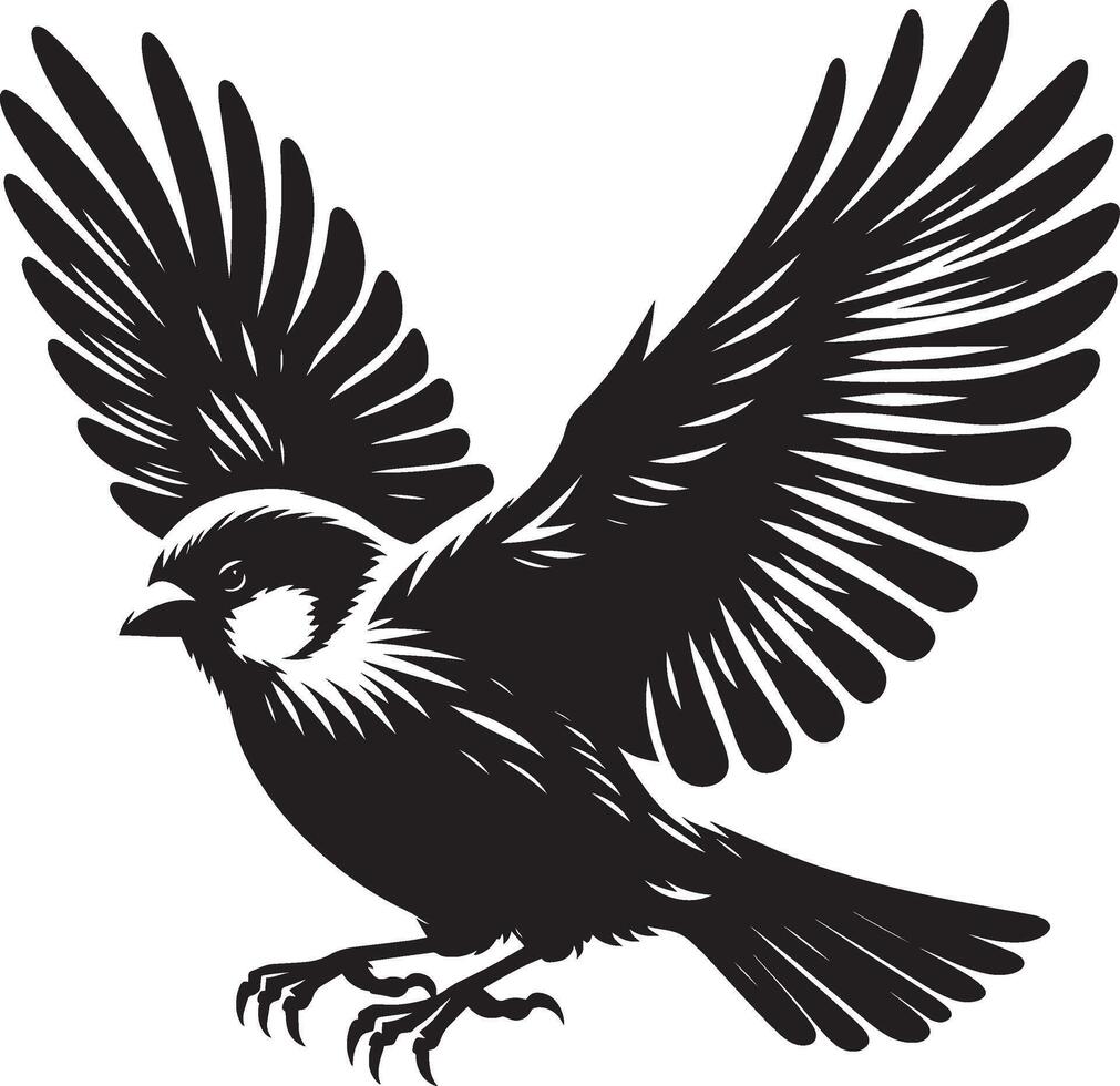 Warm sparrow bird silhouette art on blank canvas vector