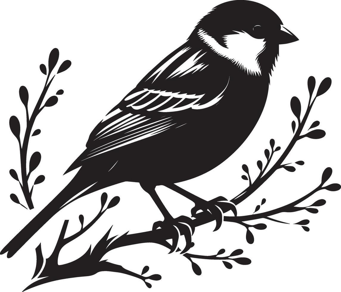 Radiant sparrow bird shadow on white canvas vector