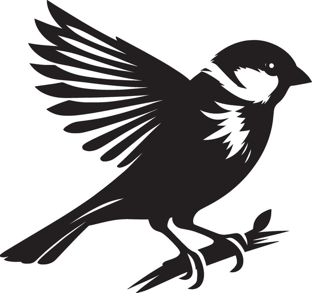 Classic sparrow bird silhouette illustration on plain backdrop vector