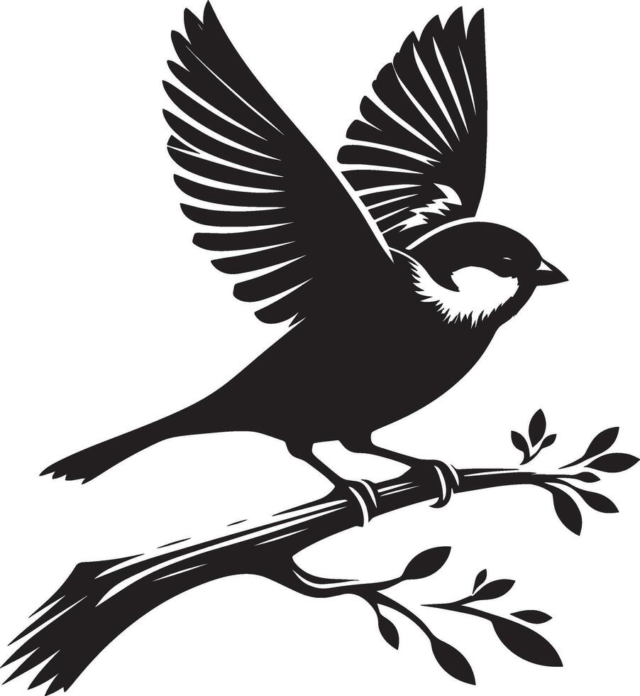 Unadorned sparrow bird outline against white vector