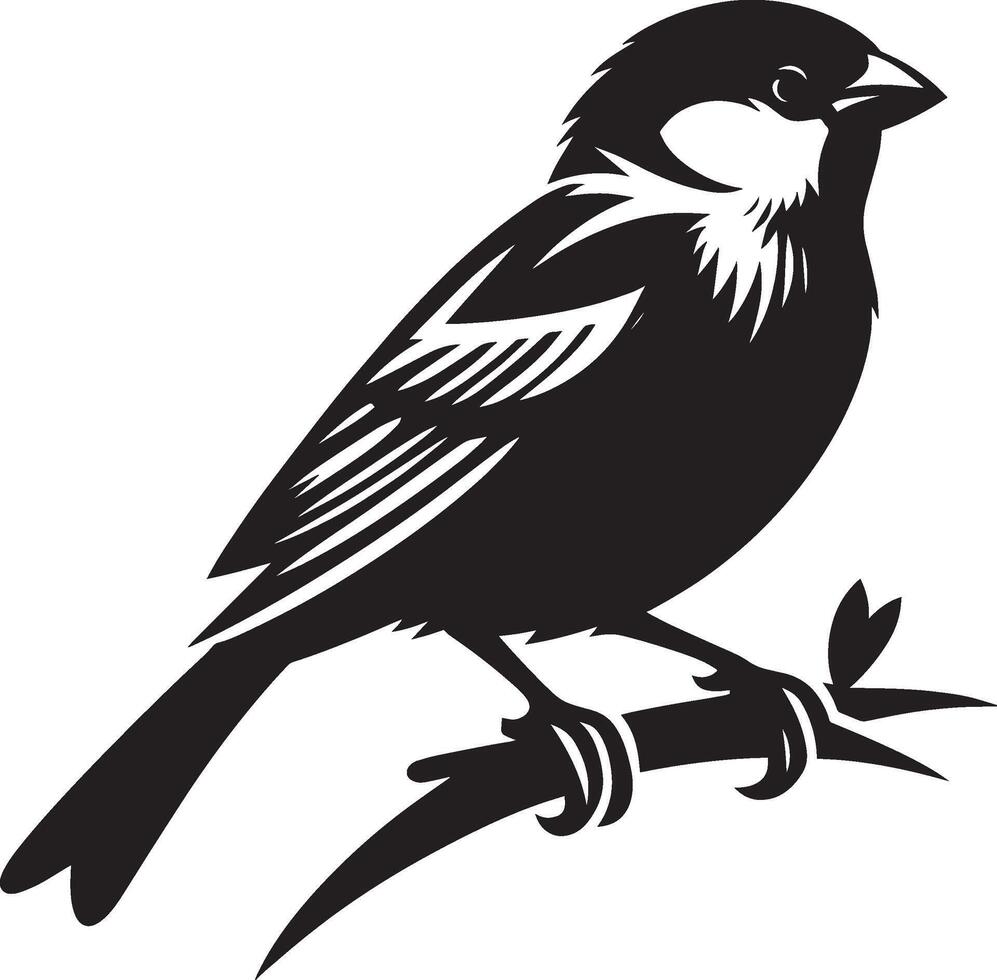 Simple sparrow bird silhouette art on white vector