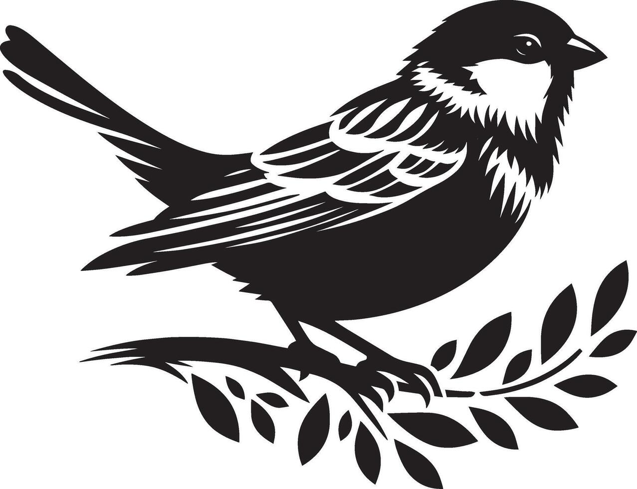 Refined sparrow bird silhouette against a white setting vector