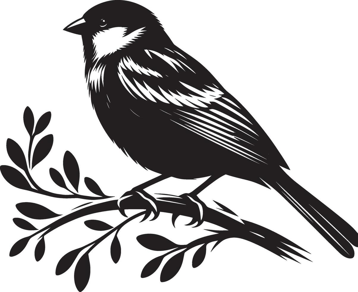 Stunning sparrow bird outline against white vector
