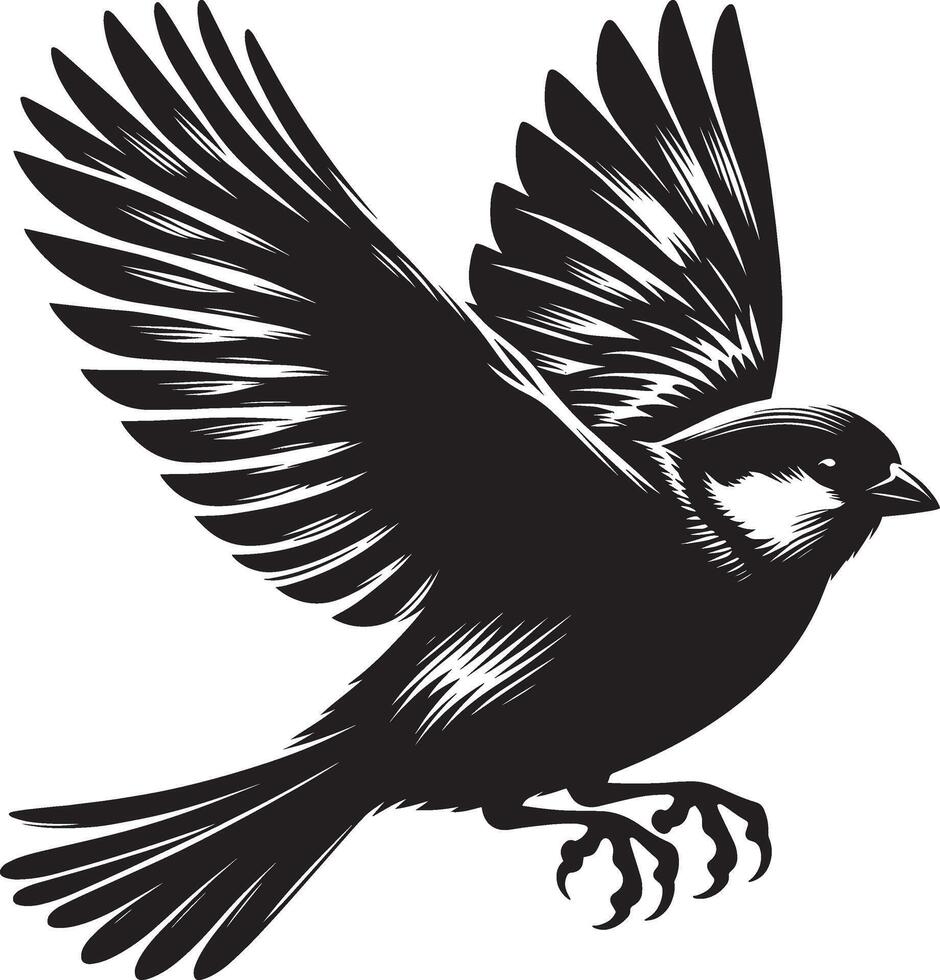 Tidy sparrow bird silhouette art on blank backdrop vector