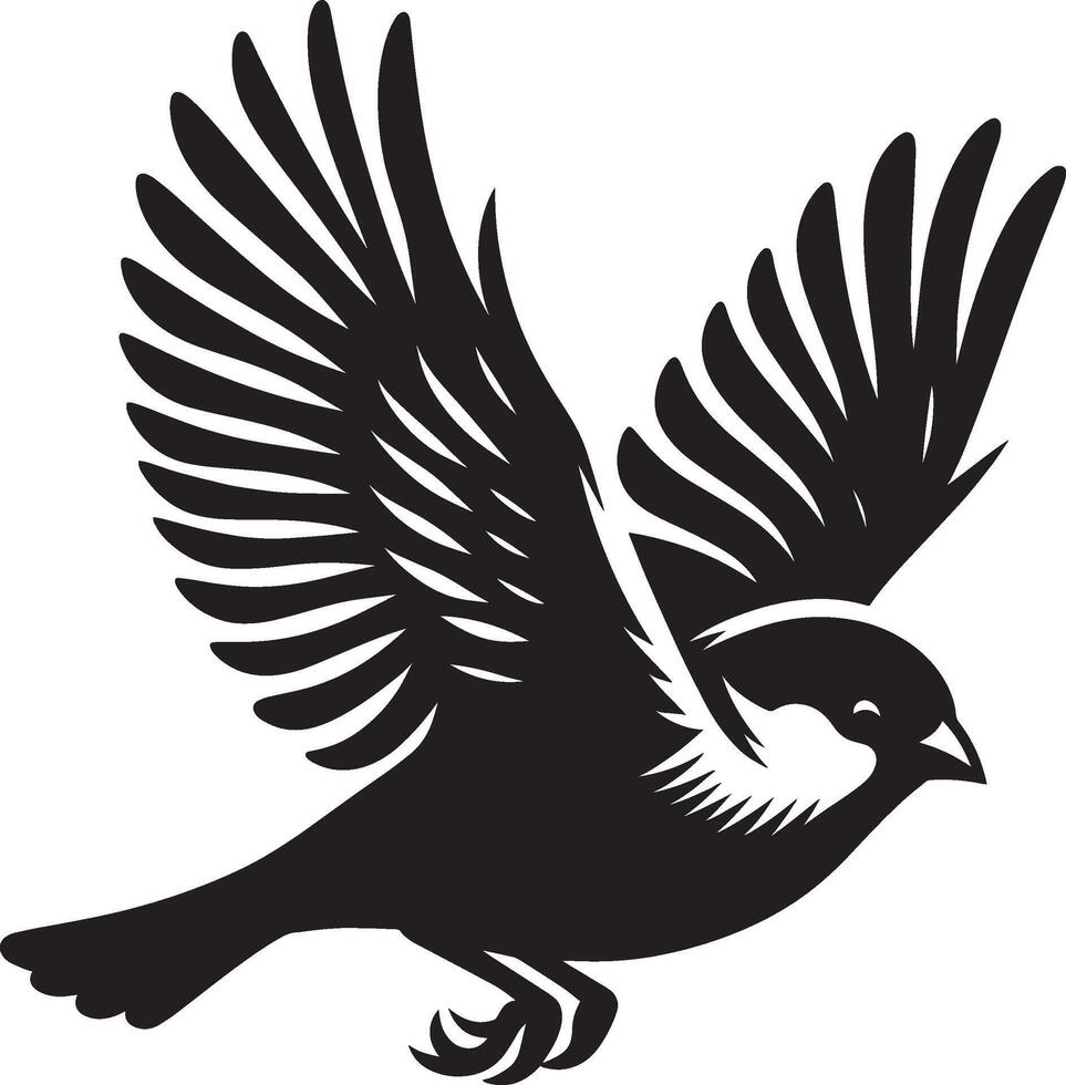 Direct sparrow bird silhouette on white background vector