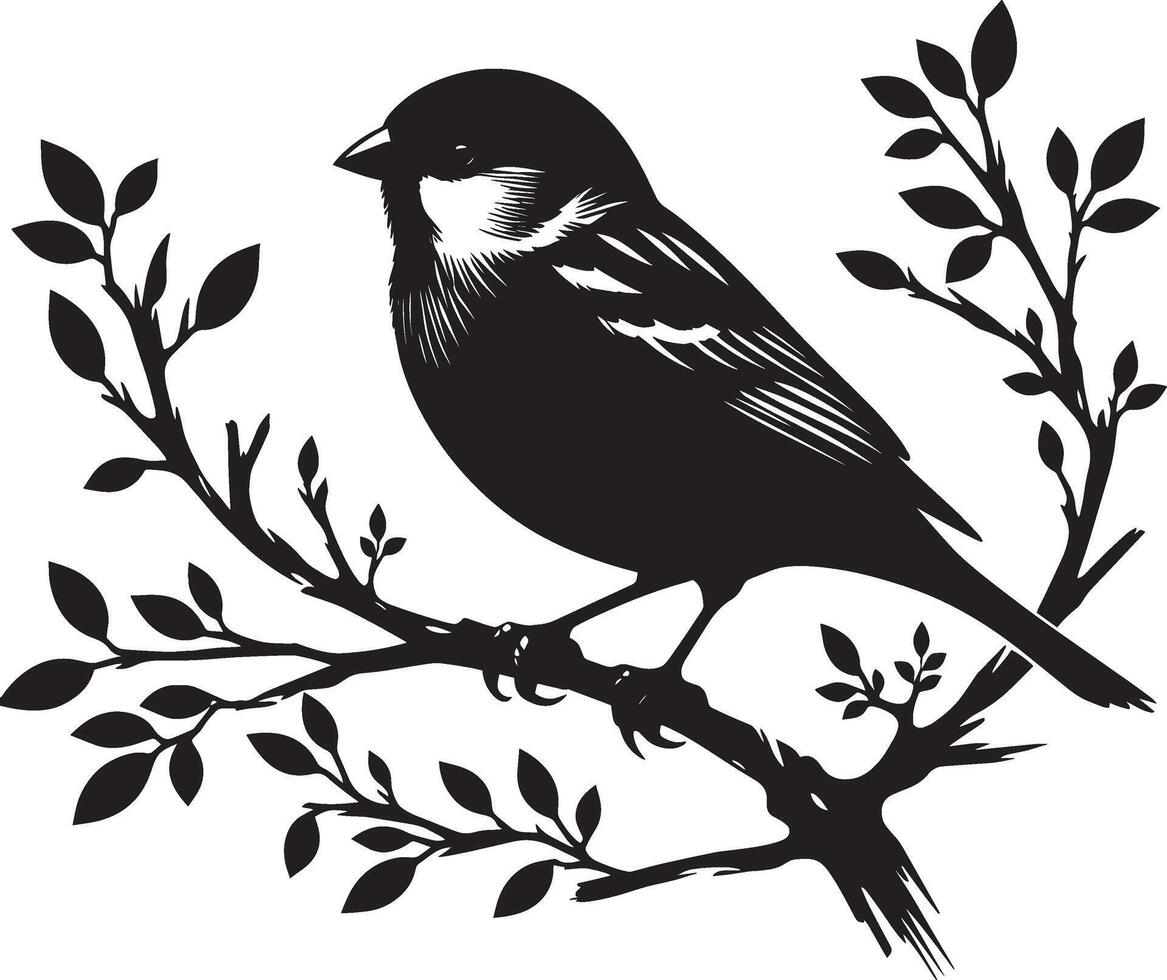 Distinct sparrow bird silhouette on simple background vector