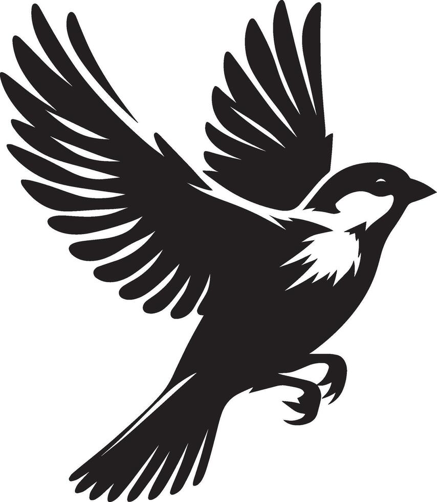 Smooth sparrow bird profile on a clear backdrop vector