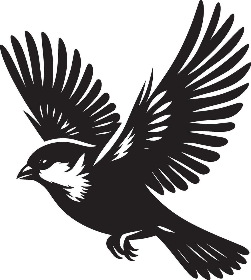 Fresh sparrow bird outline illustration on white vector