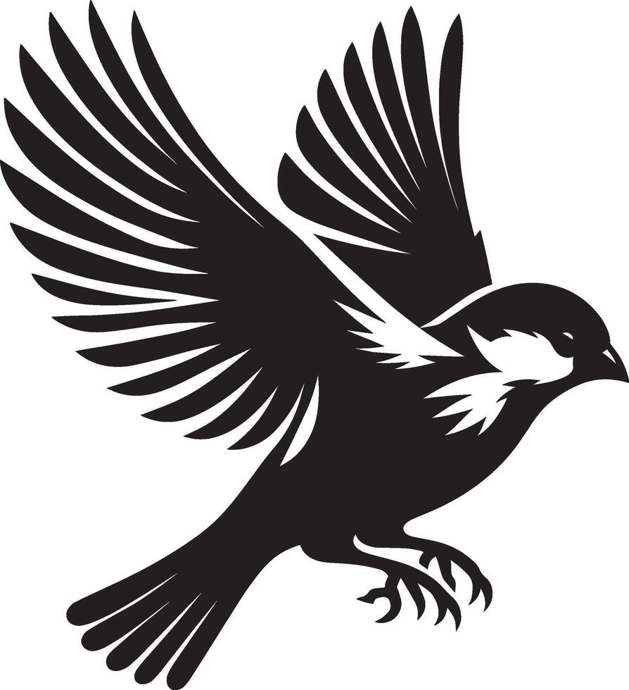 Bright sparrow bird silhouette against a clean canvas vector