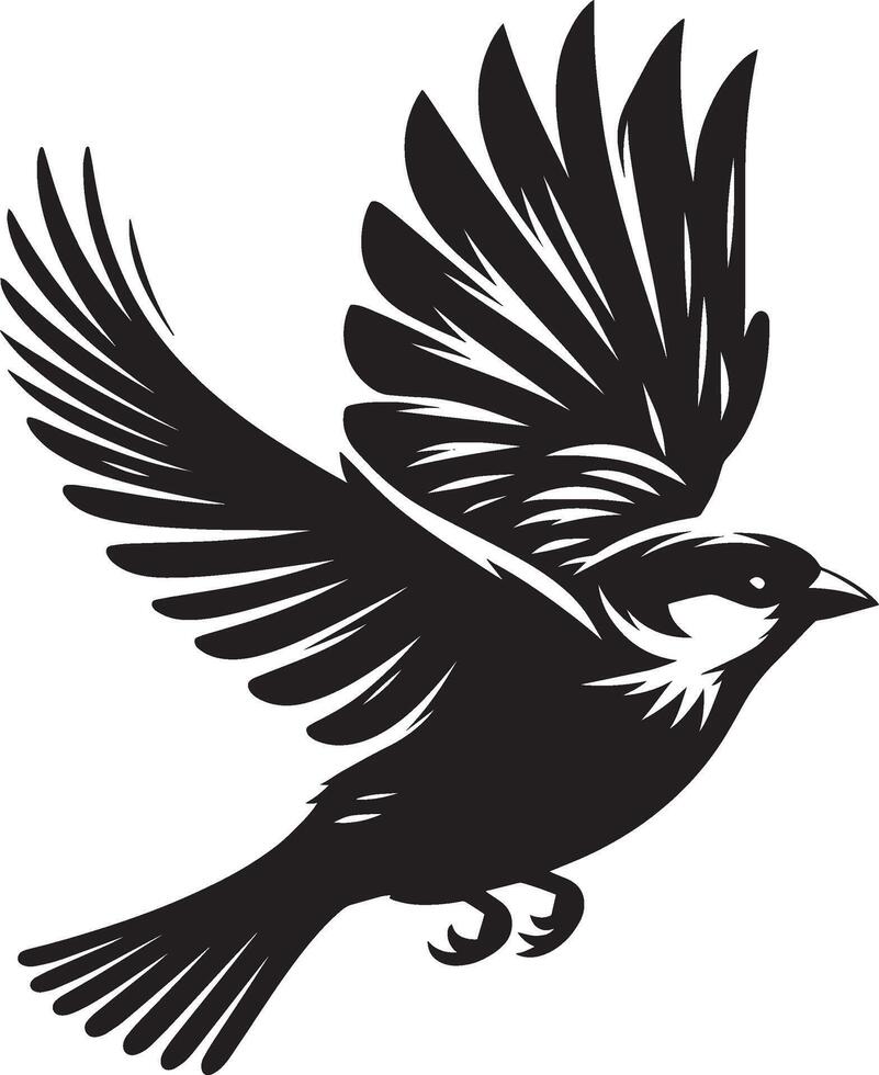Sharp sparrow bird profile on clear white vector