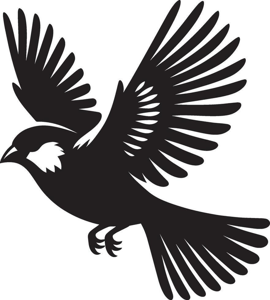 Gentle sparrow bird outline art on a blank setting vector