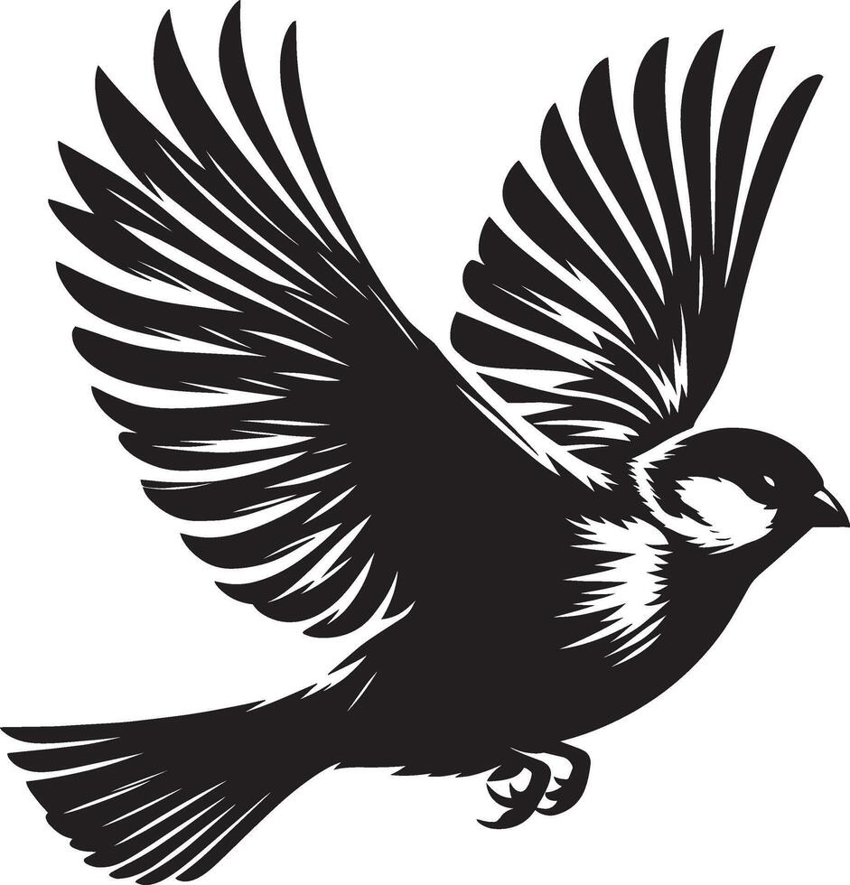 Minimalist sparrow bird silhouette design on plain backdrop vector