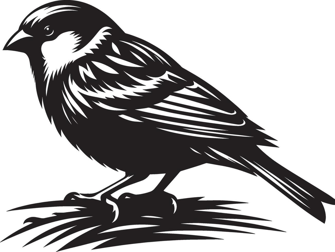 Warm sparrow bird silhouette art on blank canvas vector
