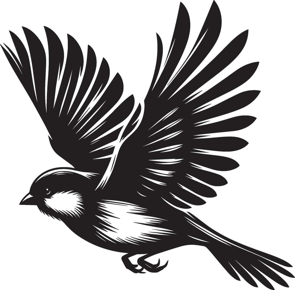 Radiant sparrow bird shadow on white canvas vector