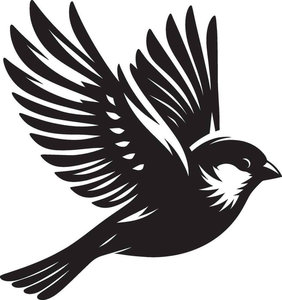 Polished sparrow bird profile on simple white vector