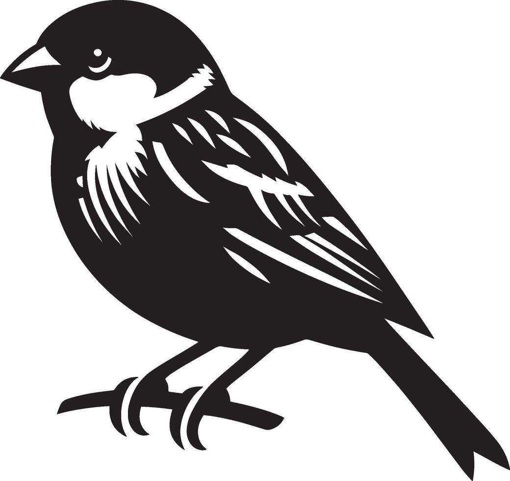 Whimsical sparrow bird shape on blank background vector