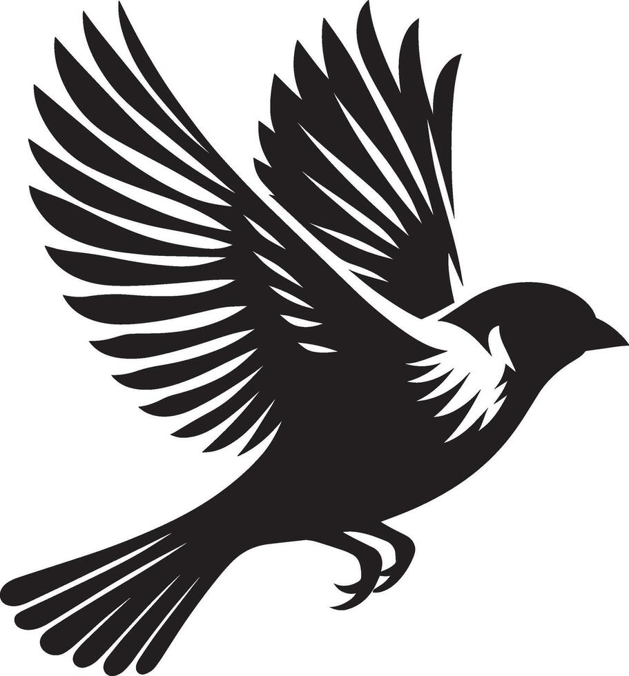 Unadorned sparrow bird outline against white vector