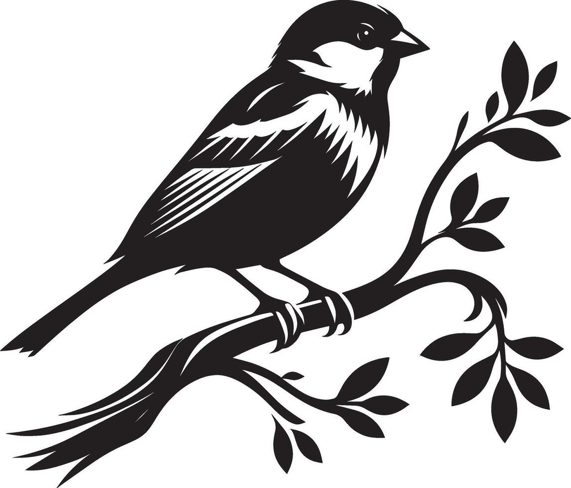 Majestic sparrow bird shadow illustration on clean white vector