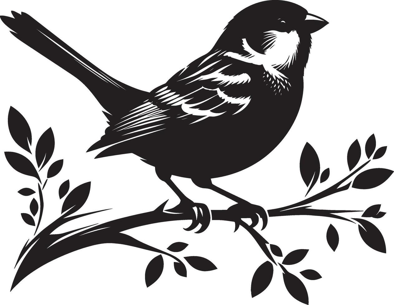 Refined sparrow bird silhouette against a white setting vector