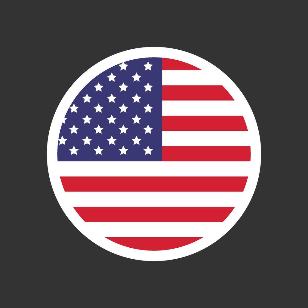 Round circle flag of American. Flag flat design. illustration. vector