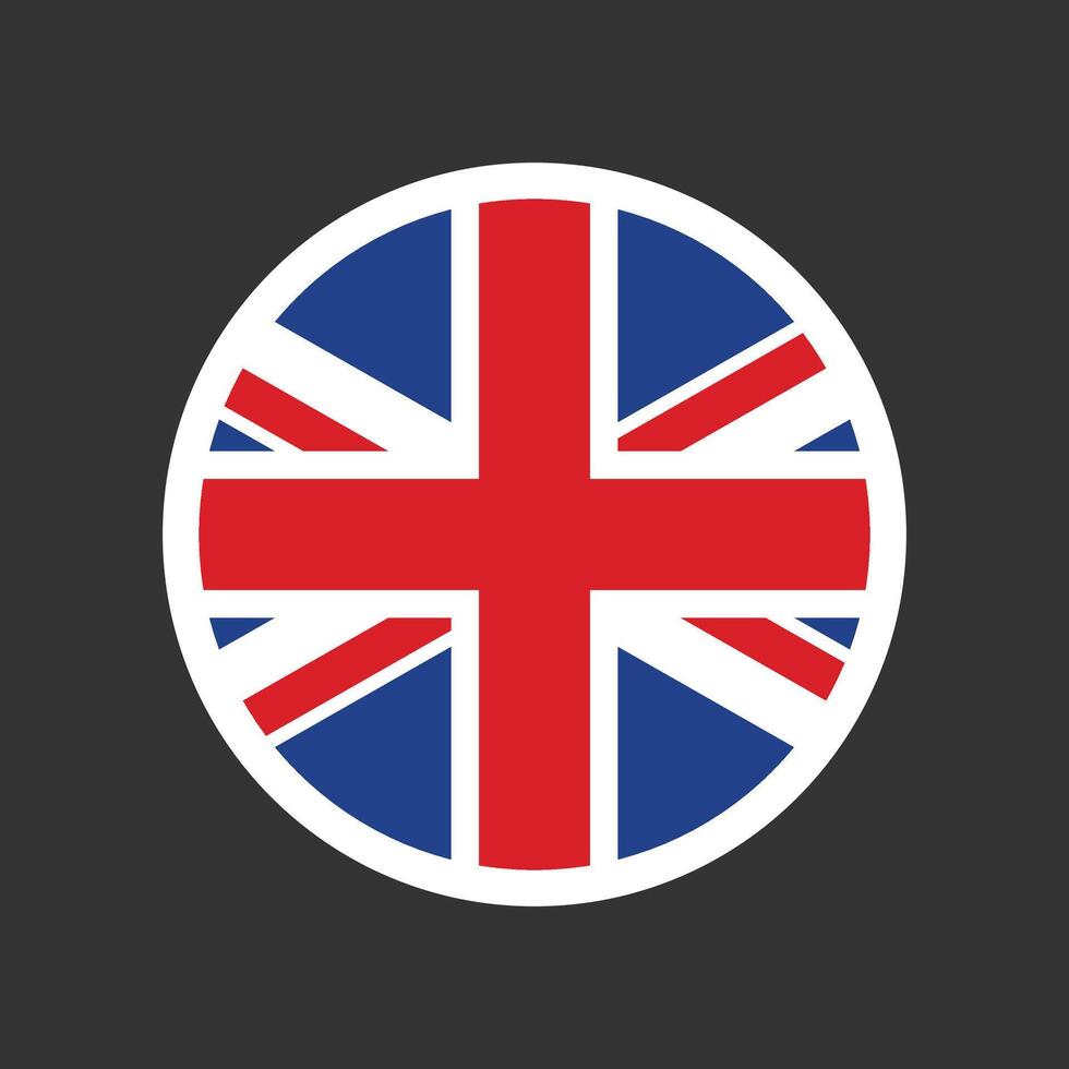 Flag of United Kingdom. Flag flat color. Round flag. digital illustration. vector