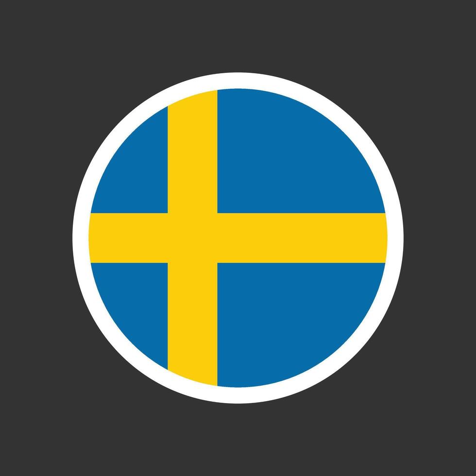 Sweden circle flag icon on isolated background. Round shape design vector