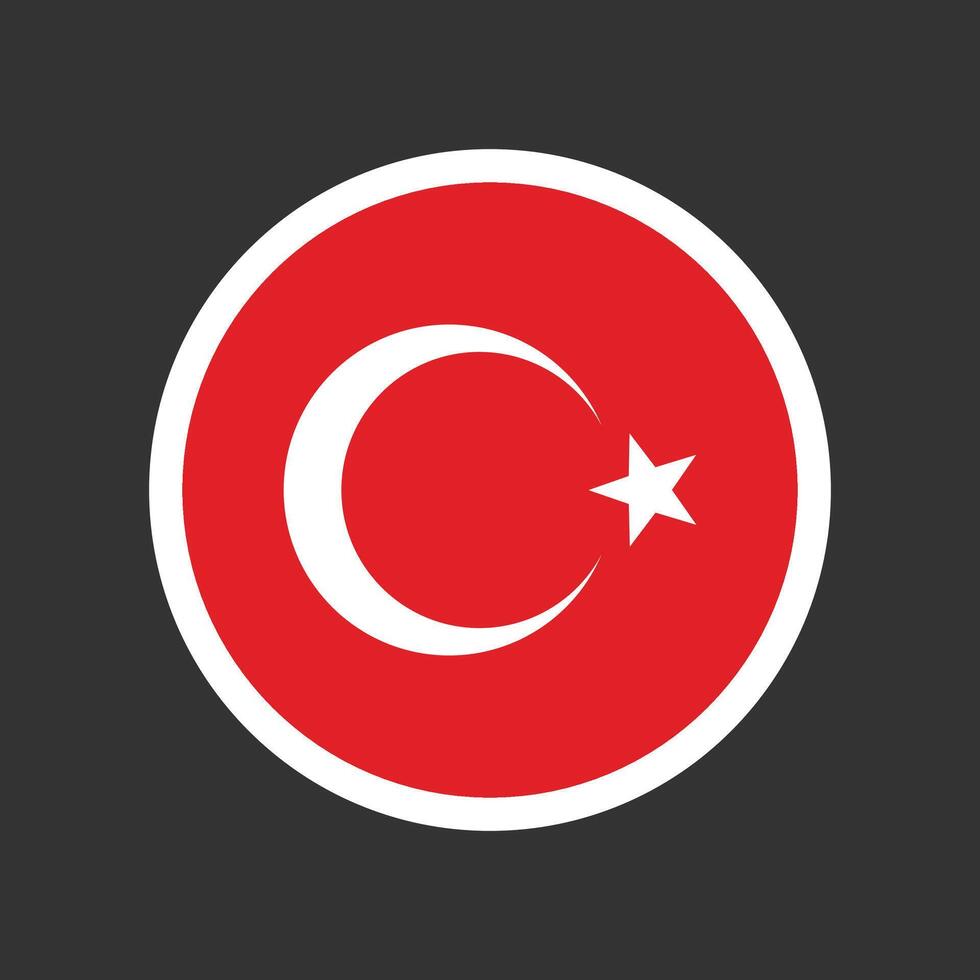 Turkey circle flag icon on isolated background. Round shape design vector