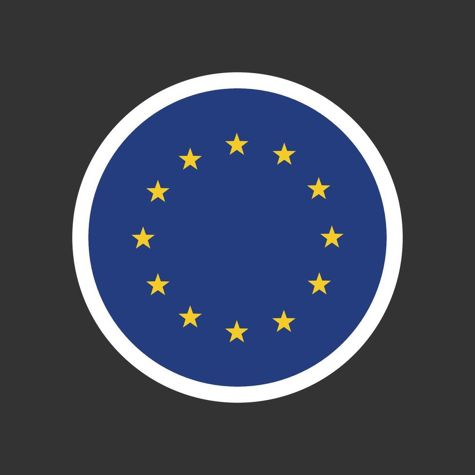 Flag of Europe with round circle shape . vector
