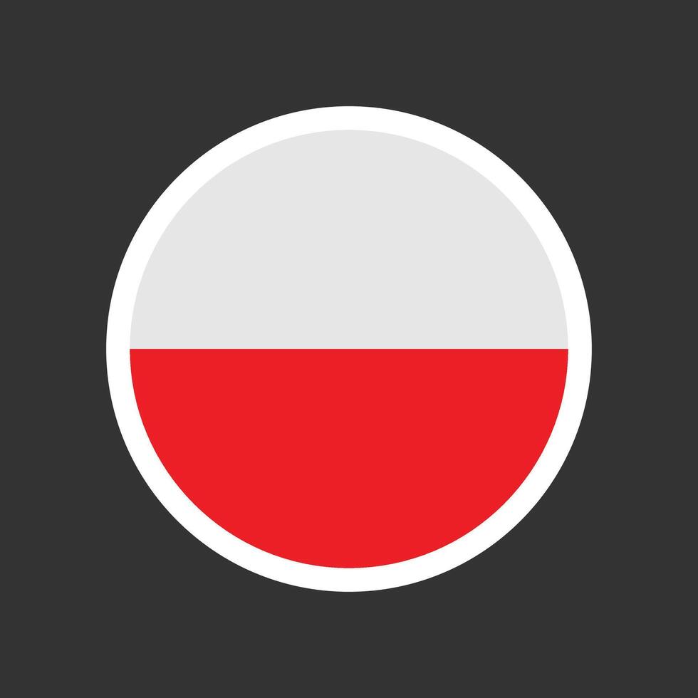 Flag of Poland. Flag flat color. Round flag. digital illustration. vector