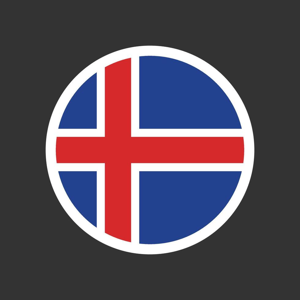 Iceland Round Circle Flag Design vector