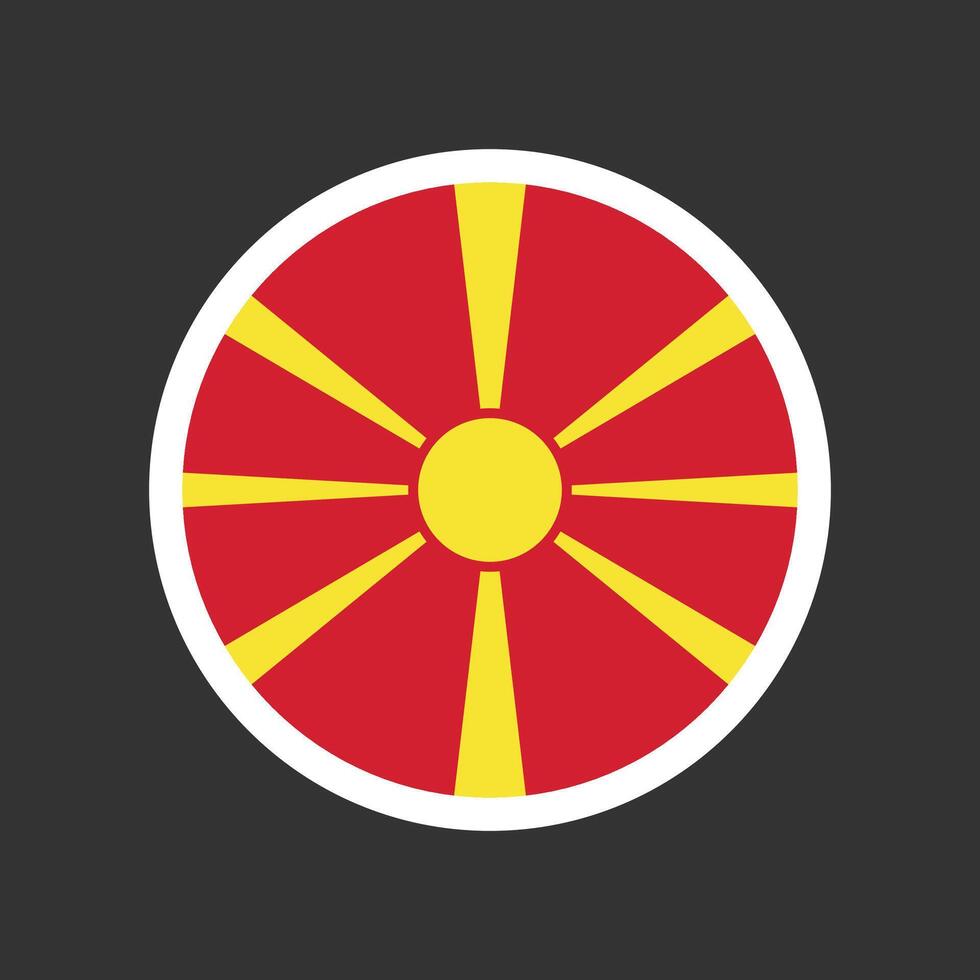 North Macedonia circle flag icon. Round shape design vector