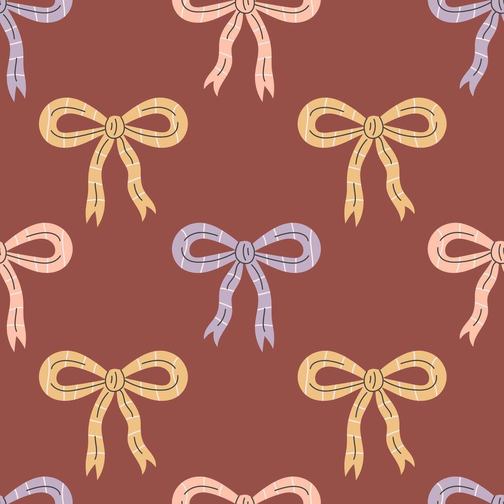 Vintage Bows Seamless Pattern with muted colors vector