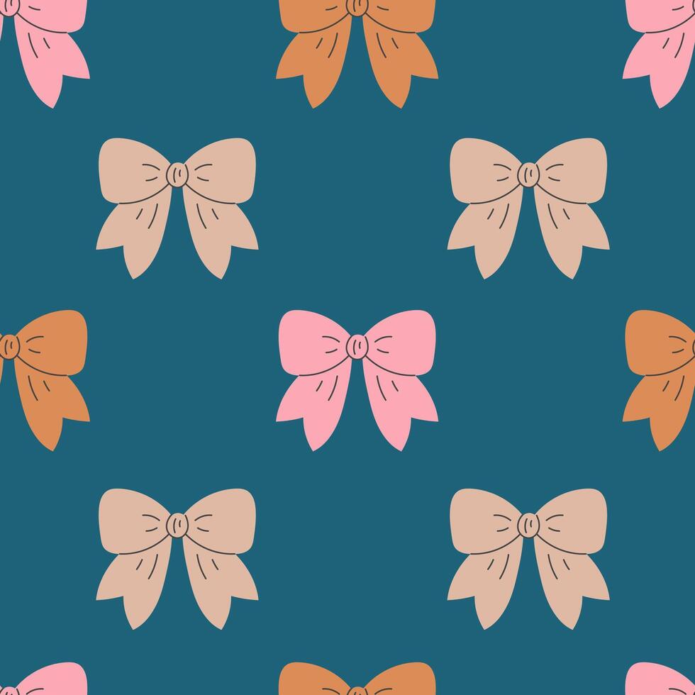 Vintage Decorative Ribbon Bows Seamless Pattern vector