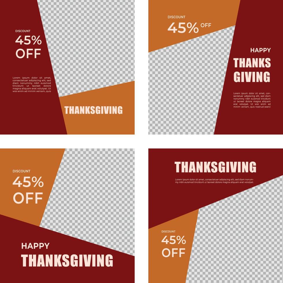 red thanksgiving template set vector