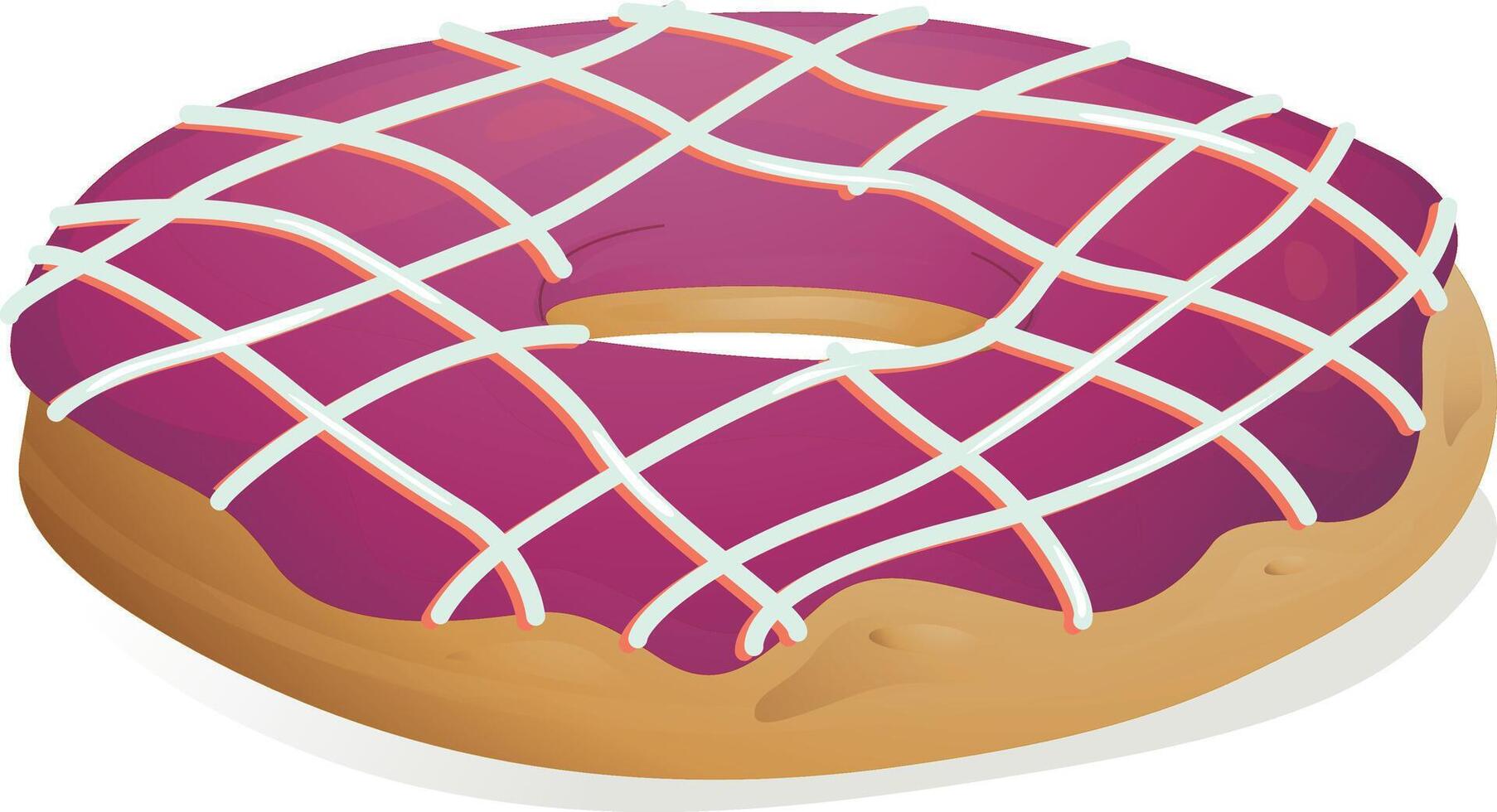 Cartoon Striped purple donut vector