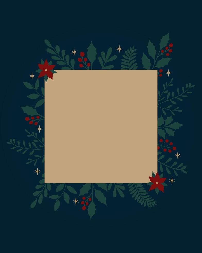 Merry Christmas card with copyspace on a dark blue background vector