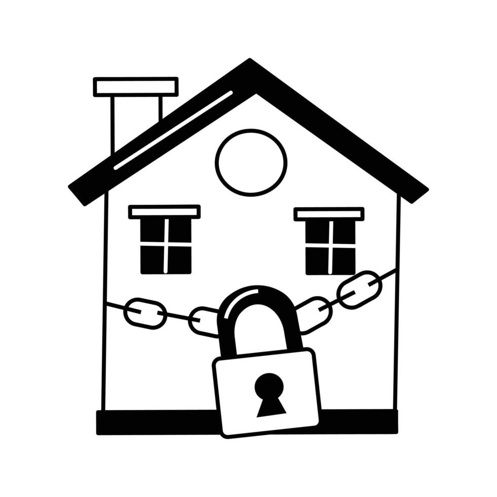 Icon of a house with a security lock for safety vector
