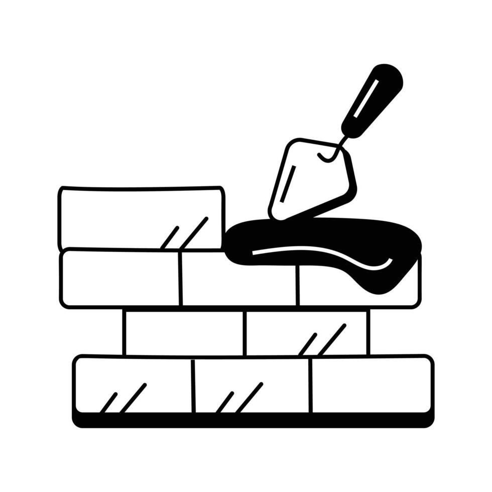 Brick and trowel icon representing brickwork construction vector