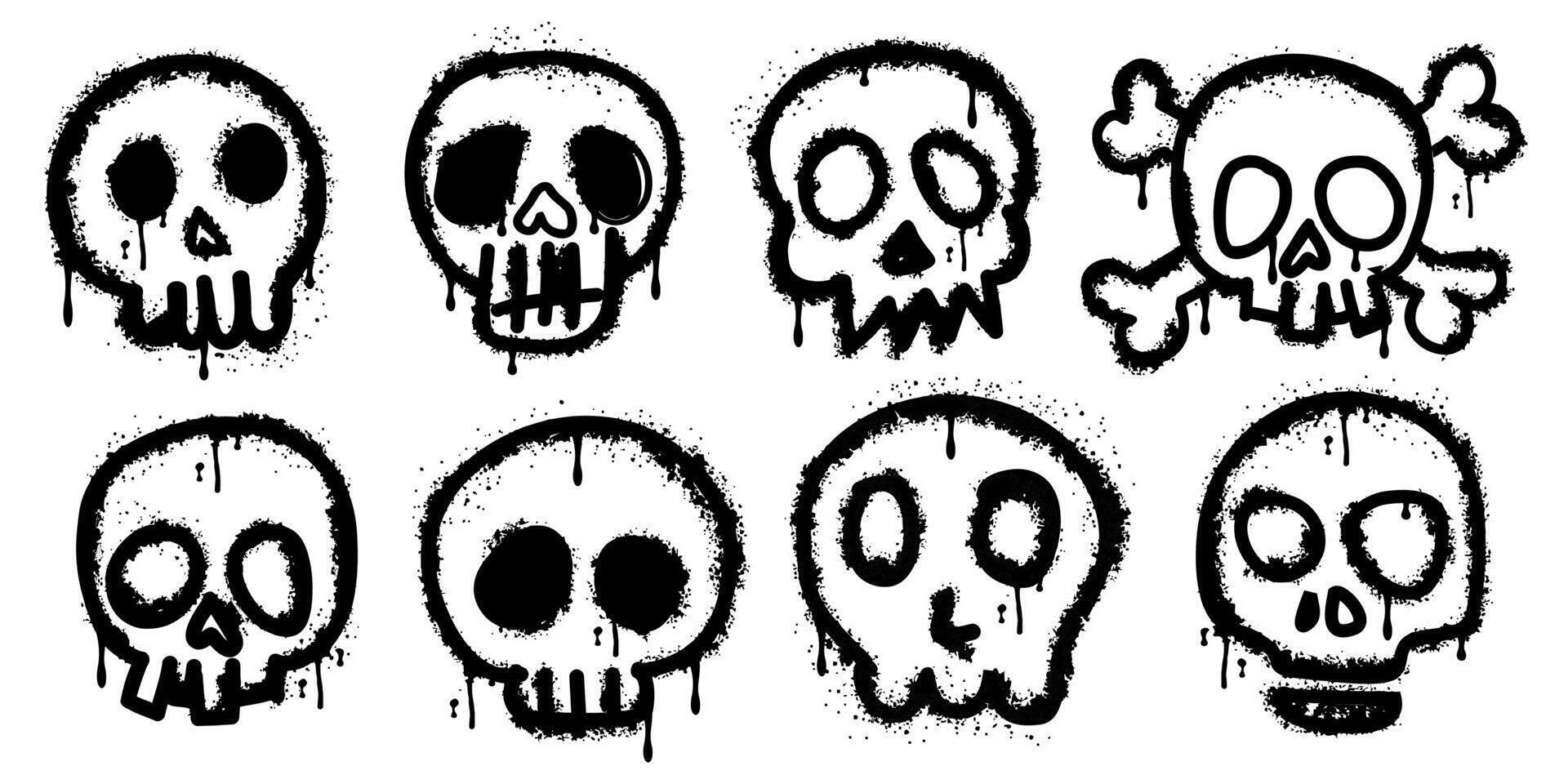 Spray-painted graffiti skull icon, sprayed and isolated on a white background in a grunge style. A collection of hand-drawn elements. vector