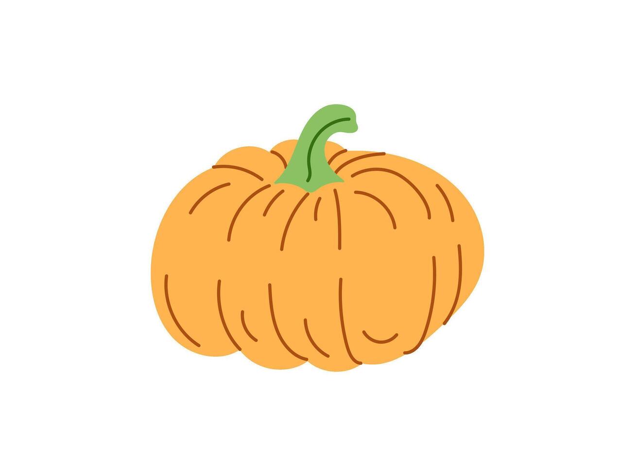 flat style halloween pumpkin sketch, hand-drawn and isolated on white vector
