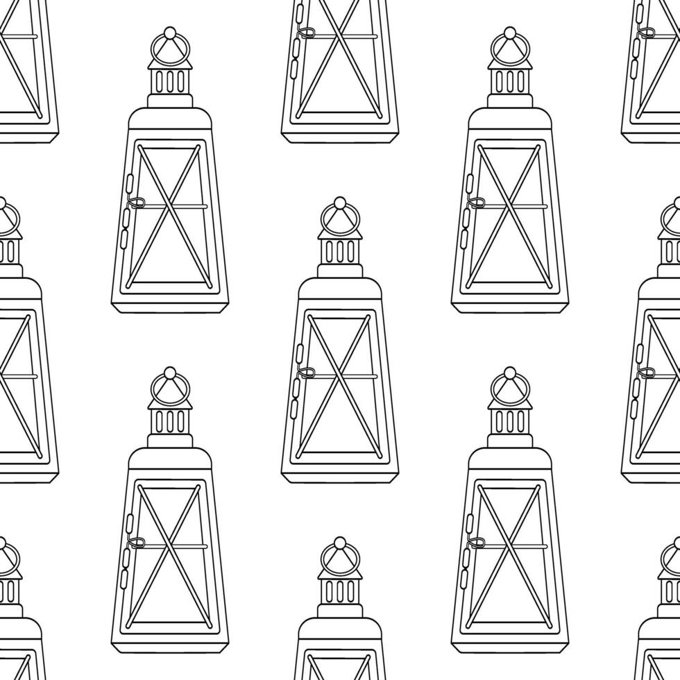Winter Christmas lantern outline seamless pattern. Merry Christmas. vector