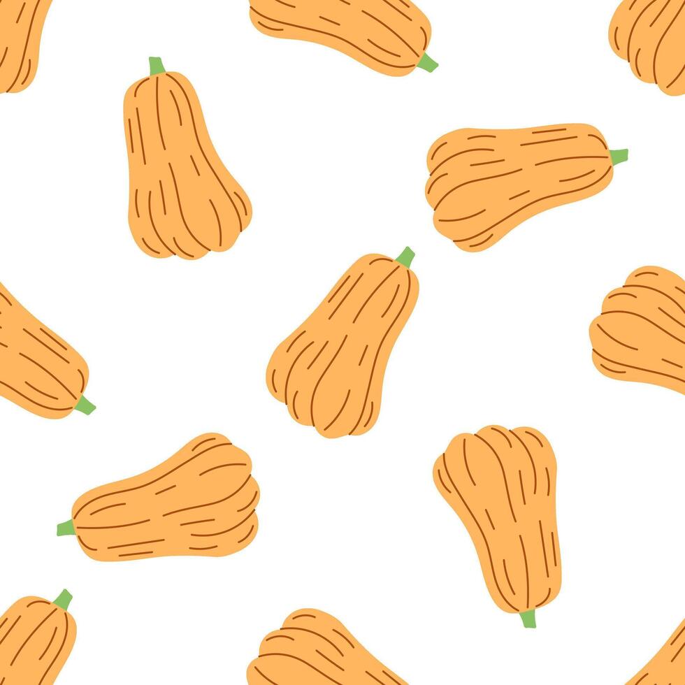 flat style halloween seamless pattern with hand-drawn pumpkins vector