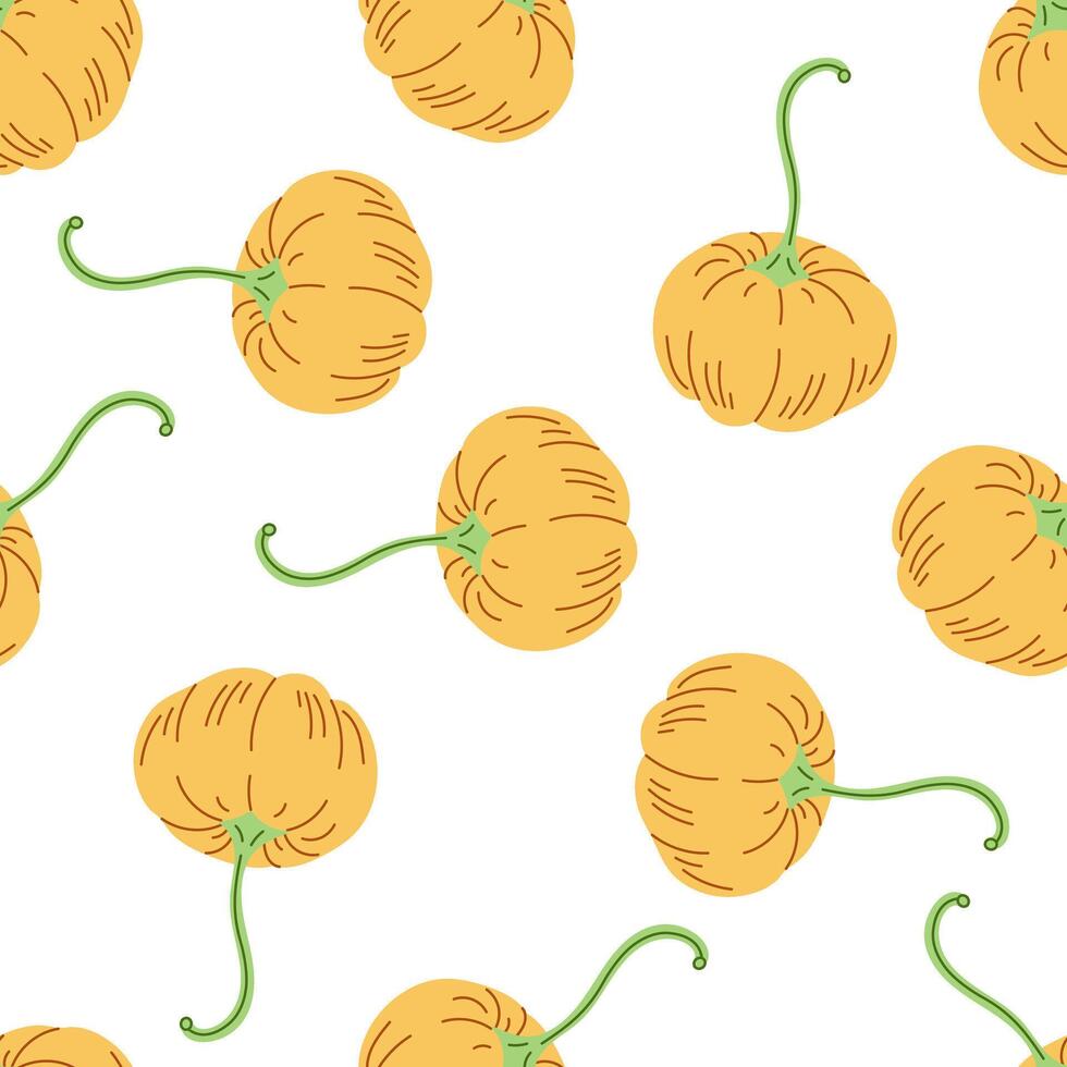 flat style halloween pumpkin sketch, halloween seamless pattern vector