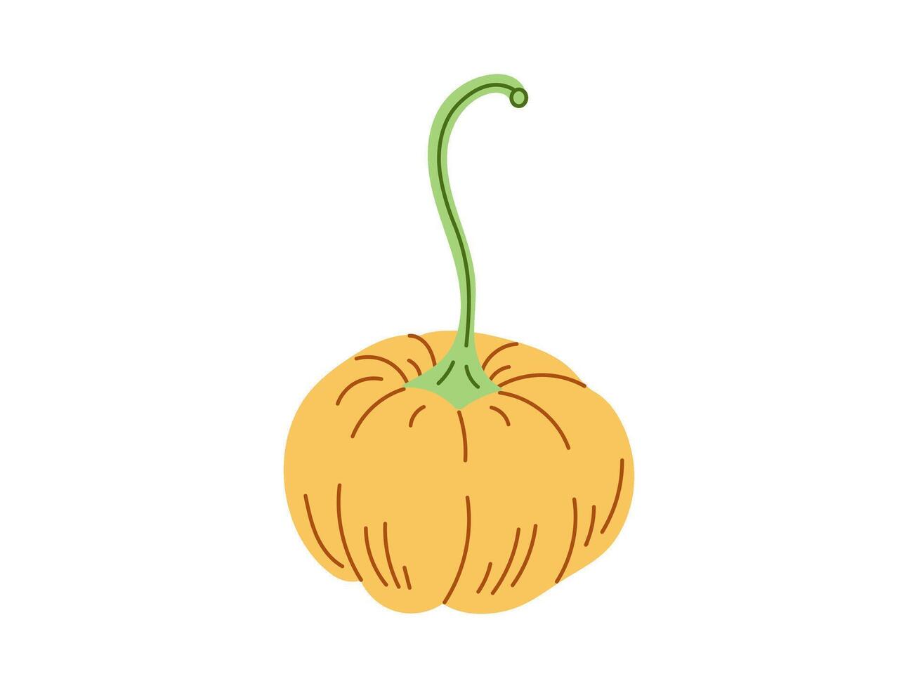 hand-drawn pumpkin sketch in flat halloween style, isolated on white vector