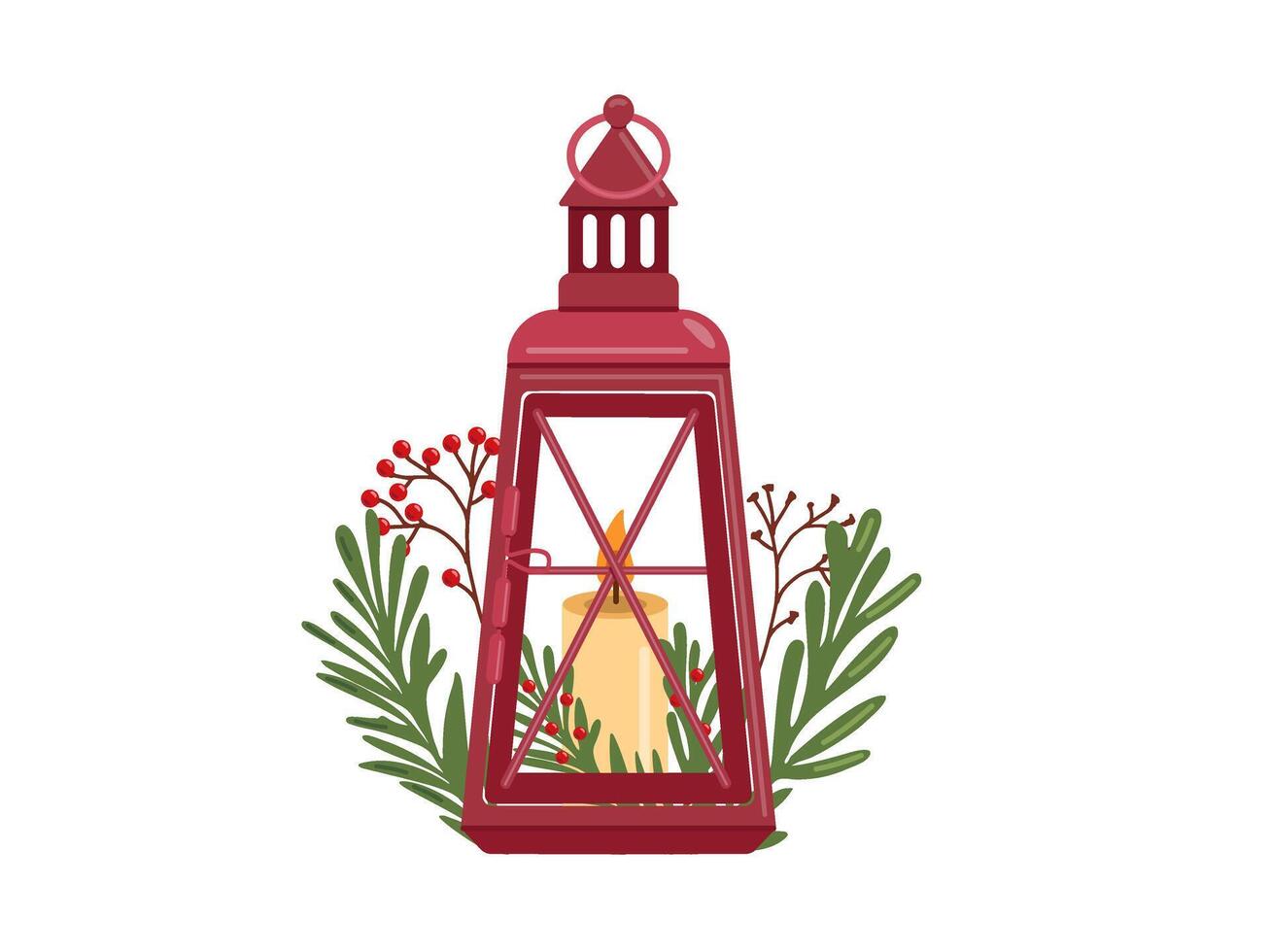 Winter Christmas lantern, decor in flat design. Merry holiday. vector