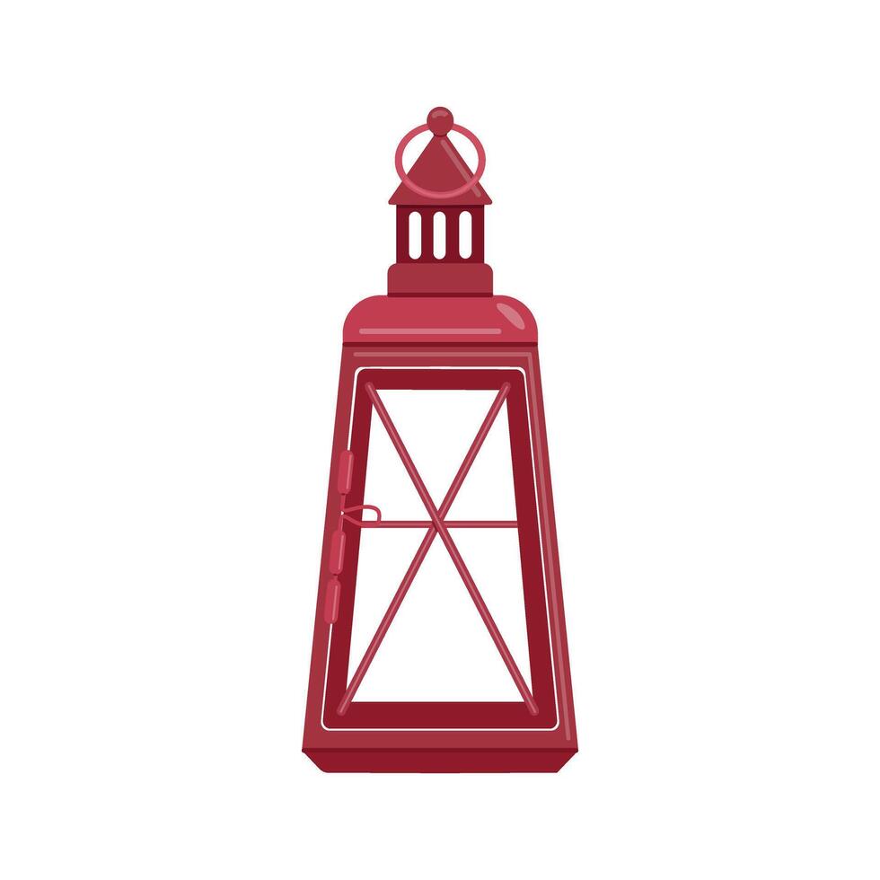 winter christmas lantern in flat design, festive holiday decor vector