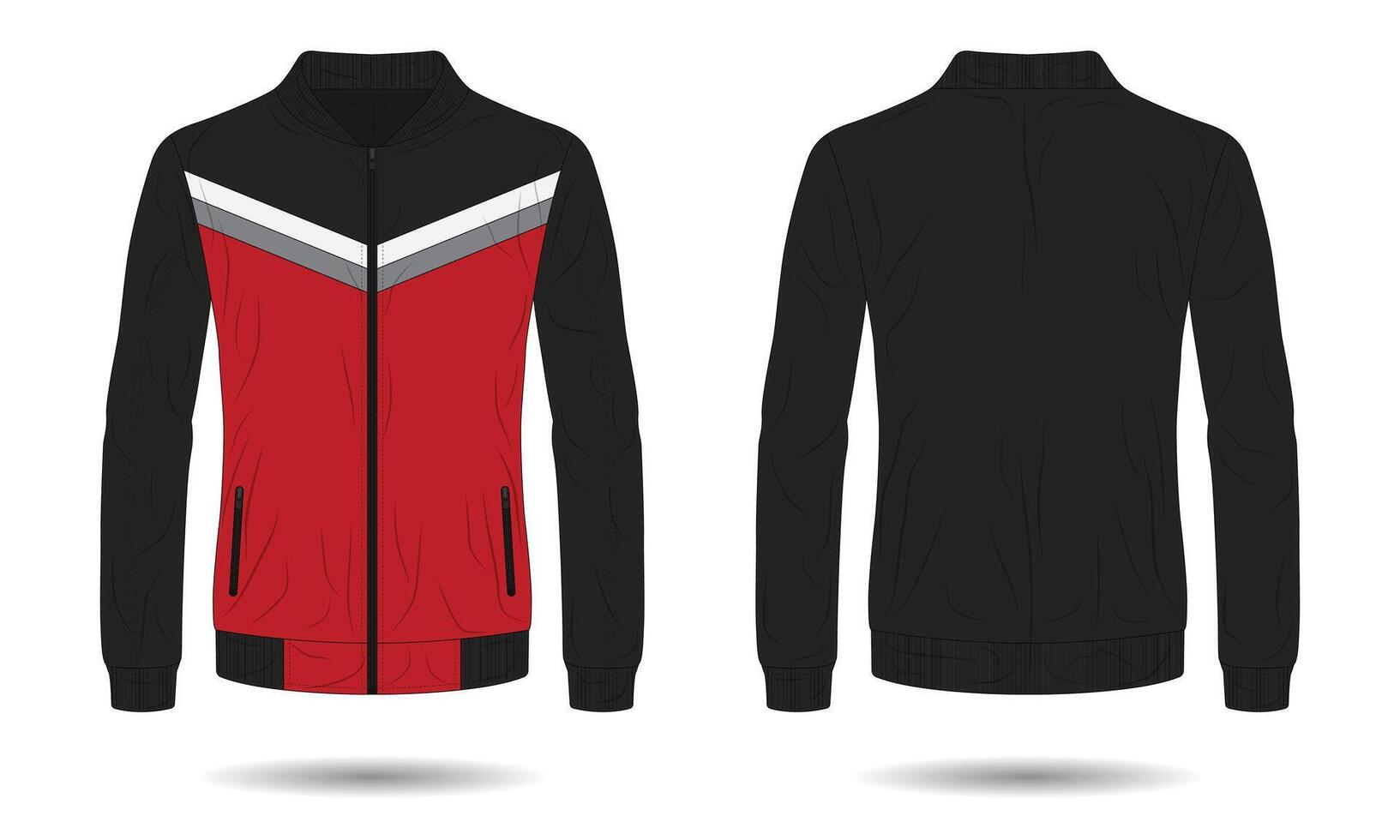 Modern sports jacket mockup front and back view vector