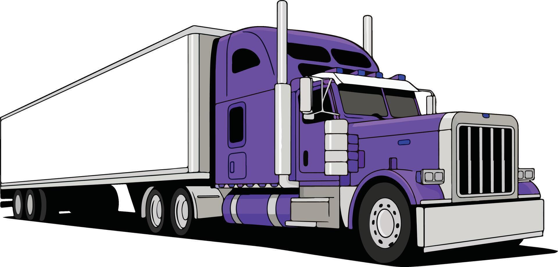 USA freight vehicle, semi truck, trailer, and lorry vector