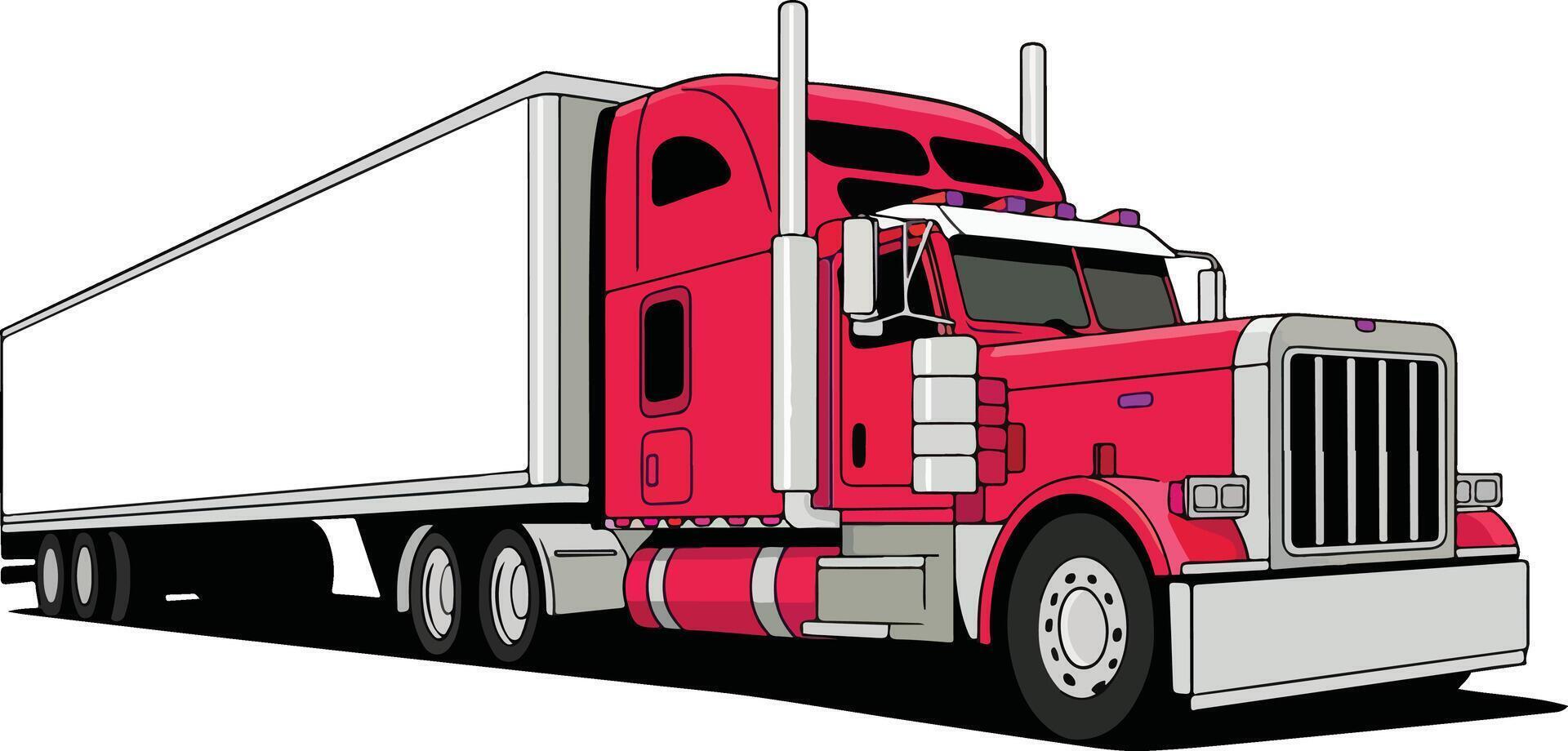 USA lorry, cargo vehicle, semi truck, and trailer vector