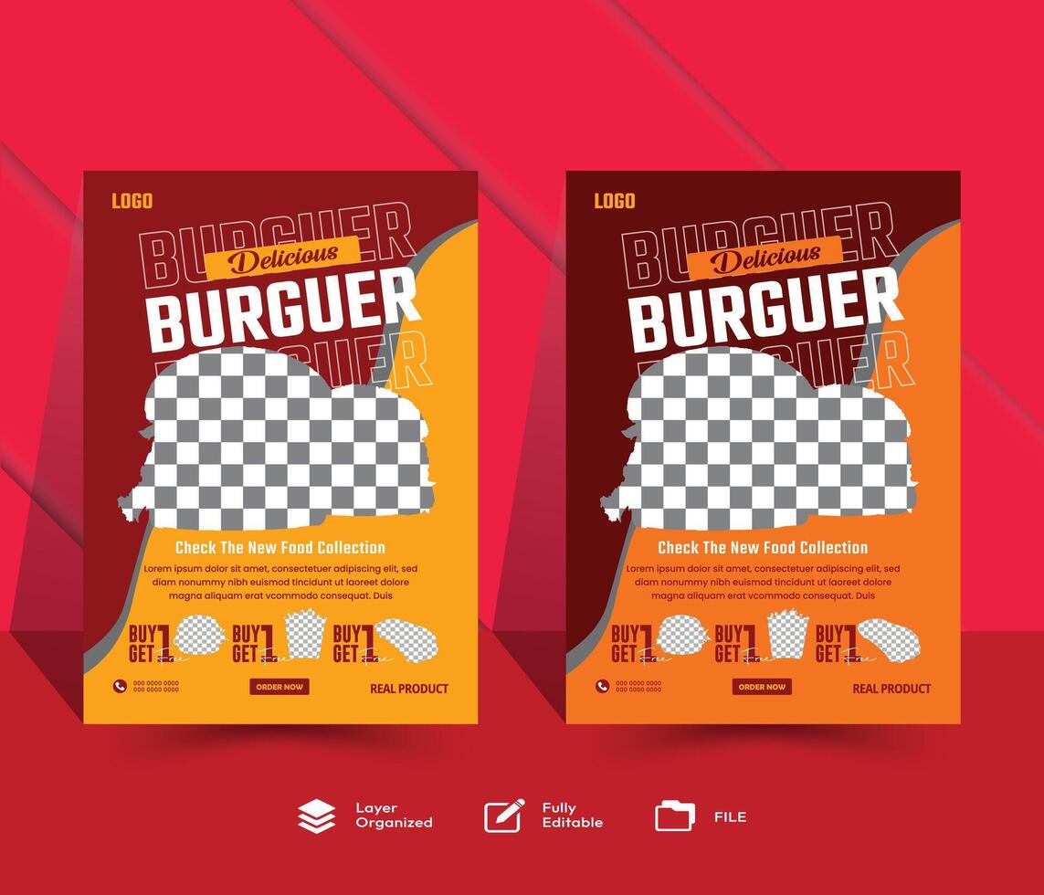 restaurant flyer template for burger vector